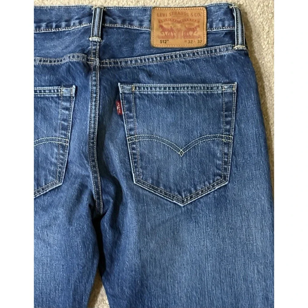 Levi’s 512 Mens 32x32 Slim Taper Jeans Blue Denim Stretch Red Tab 5 Pocket Pants
